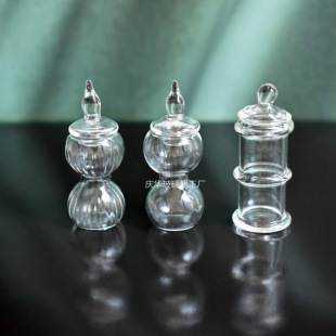 Kodin Mini Bamboo Glass Jar Miniature Model Candy Jar Doll House Food and Play Accessories Glass Bottle/Jar