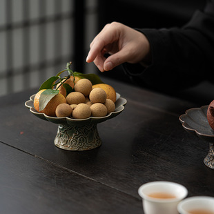 Petal Refreshment Plate Japanese-style High-leg Pot Bearing Dry Bubble Plate Tea Tray Kung Fu Tea Set Desktop Plate Fruit Plate Fruit Plate