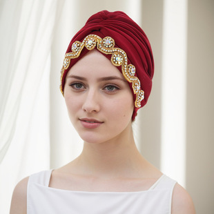 Amazon AliExpress foreign trade new space layer watermelon cap heavy Diamond Indian cap African cap factory outlet