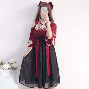 Chinese Elements Improved Girl's Flower House Yao Daily Antique Class Clothes for Students Chinese Style Skirt Hanfu Fairy Republic of China