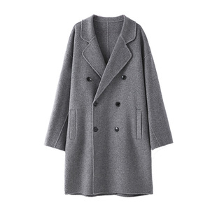100 Australian wool autumn and winter high-end men's double-sided plush coat long suit cashmere casual coat