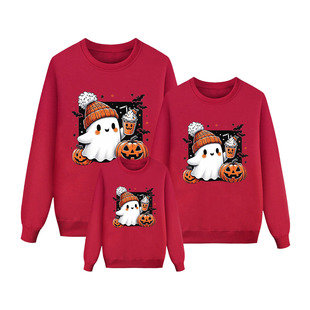 Trick or treat little devil pumpkin Halloween halloween fleece-lined sweater parent-child European and American style