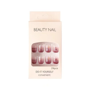 French simple blush sequins nail wear nail ins pure desire fashion nail patch removable fake nail