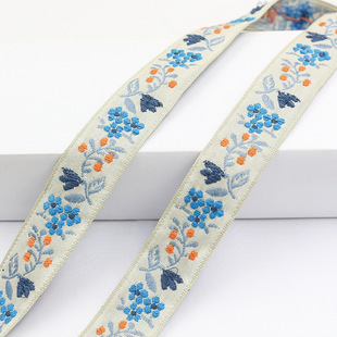 2cm wide pastoral flower embroidery ribbon ethnic clothing luggage DIY lace accessories jacquard edging belt
