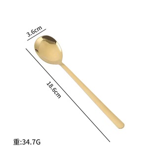 Internet Celebrity 304 Spoon Korean Style Household Dining Spoon Dessert Spoon Coffee Long Handle Mixing Spoon Stainless Steel Spoon