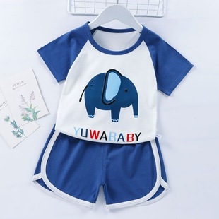 Summer Kidsren's Short-Sleeved Suit Pure Cotton Boy's T-Shirt 0-5 Years Old Baby Shorts Girl Half-Sleeved Casual Baby Summer Clothes