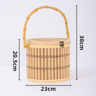 Handmade Bamboo Basket Dragon Boat Festival Zongzi Gift Box Mid-Autumn Festival Moon Cake Gift Basket Spring Festival New Year Goods Pastry Accompanying Gift Bamboo Box