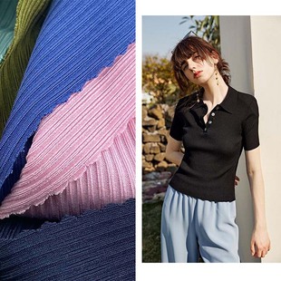 Summer new tailored clothing fabric 180g polyester spandex knitted stretch 2*2 rib base shirt fabric