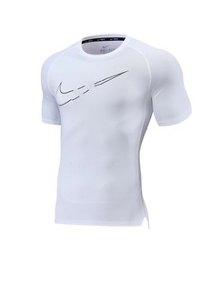 American Bodysuit Short-Sleeved Polo Men's Elastic Fitness Sweat-Absorbent Quick-Drying Sports Coaching Clothes Running Training Clothes Waist-Cinching