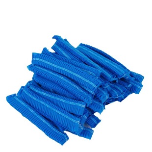 Non-woven fabric Bar Cap disposable headgear hair net hair protection thickened double-band Blue and white food factory work cap