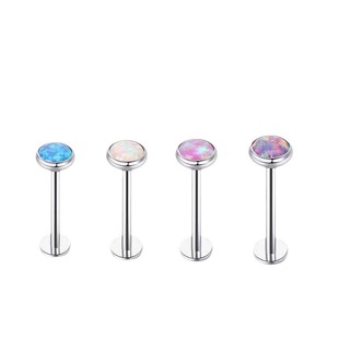 G23 Titanium Opal Lip Studs with Flats Bottom Internal Thread Earrings F136 Titanium Alloy Piercing Jewelry Ear Bone Nails Wholesale