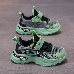 Cross-Border Boys' Shoes 2025 Autum New Kidsren's Single Mesh Anti-Slip Sports Shoes Boys Students Soft Sole Dad Shoes