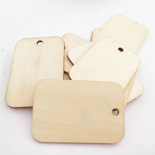 Cartoon handmade diy blank log with holes and rope decorative wood tag can be written sign-in wood tag
