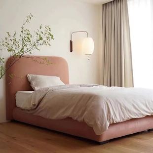 Italian Style Light Luxury Minimalist Technology Velvet Fabric Art Bed Small Apartment Bedroom Minimalist Double Bed New Style Homestay Children's Bed