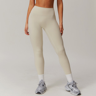 Quick-drying tight yoga pants brushed belly contracting hip lifting high waist fitness pants outer wear bottoming running sports trousers 8518