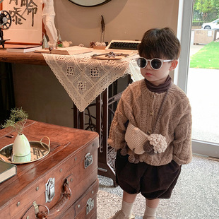 Wholesale Children's Bag Autumn and Winter Cute Lamb Knitted Shoulder Bag Handmade Woven Wool Boys and Girls Parent-child Crossbody Bag