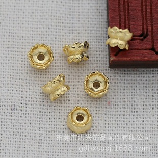 Color-preserving pure copper jewelry accessories handmade DIY hanging beads spacer 7 * 5MM Lotus hairpin hair crown ancient style B2609