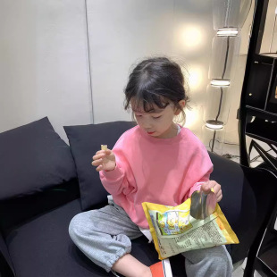 Children's clothing board for printing hot stamping printing boys and girls children's clothing 2021 new solid color round neck source manufacturers