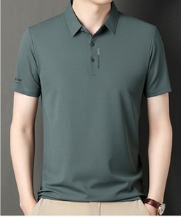Hot 2025 Summer New Arrival Men's Middle-aged and Young People's Lel Traceless Breathable Fashion Trendy Short-sleeved T-shirt POLO Shirt