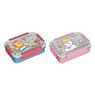 304 stainless steel cartoon lunch box compartment lunch box sealed fresh-keeping portable student office worker lunch box with fork and spoon