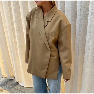 European and American Cross-border 2024 Autumn plus size Women's Suit Casual Suit Jacket Double-breasted Side Slit Jacket