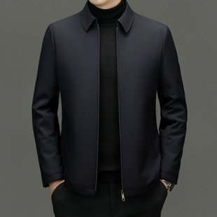 2024 New Autumn and Winter Classic Business Thickened Jacket for Middle-aged and Elderly Men's Lapel Warm Jacket for Dad