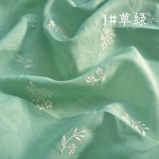 Factory wholesale 42s pure Ramie small floral embroidery cloth new dress shirt Chinese style small shirt Hanfu fabric