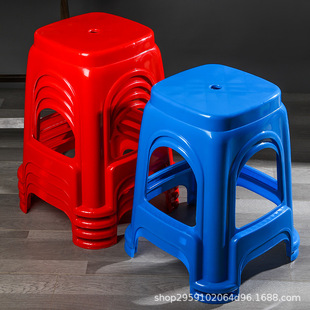 Household Thickened Plastic Stool Adult Dining Table High Stool Living Room Simple Square Stool Cooked Glue Chair Wholesale