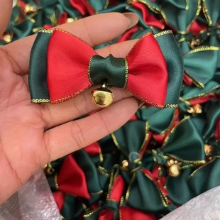 Handmade Multicolor Ribbon Christmas Bell Bow Decoration Ribbon Ribbon Gold Wire Pendant Halloween Gift Accessories