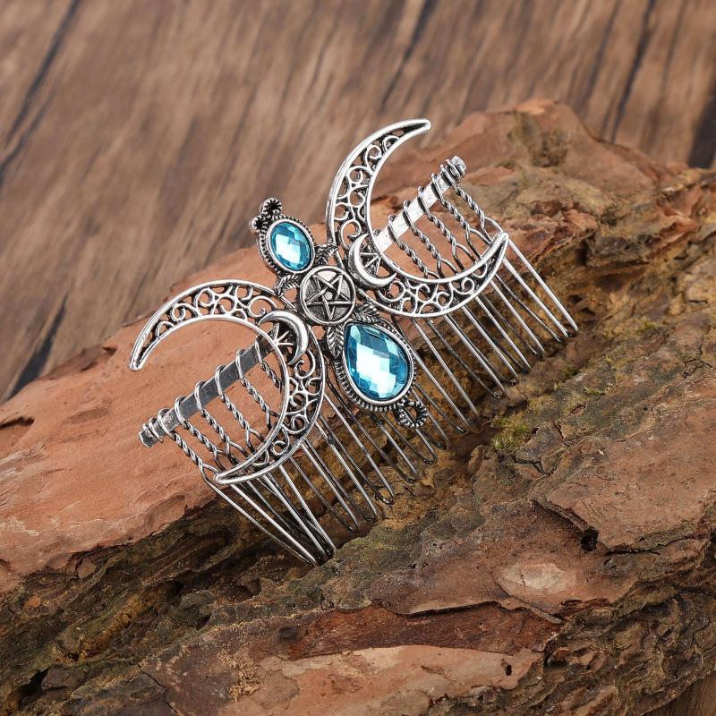 Popular Foreign Trade Item: Viking Retro Moon Hair Comb, Witch Hair Styling Decorative Comb, Versatile Norwegian Style Hair Accessory Wholesale