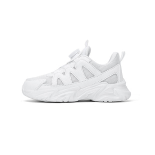Children's small white shoes 2024 autumn new boys and girls leather sneaker large children's mesh anti-slip running shoes tide