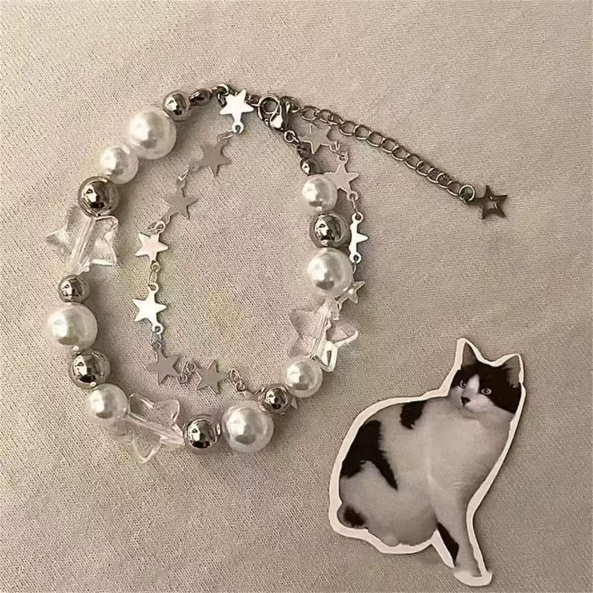 Cute Cat Beaded Elastic Rope Bracelet for Women, Cute, Personalized, Fashionable, Niche, Elegant, Exquisite and Versatile Bracelet Bracelet