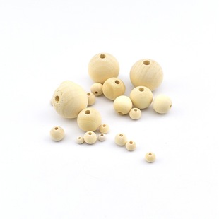 Cross-border supply 6-30mm straight hole round wooden beads primary color log loose beads DIY handmade jewelry accessories wholesale