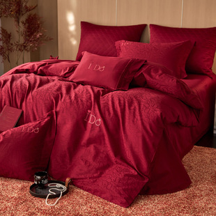 Wedding 100 long staple cotton wedding four-piece cotton jacquard quilt cover sheets cotton dowry bedding