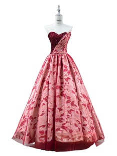 Toast Dress Exquisite Satin Jacquard party Dress Sweet and Spicy Autumn and Winter Strapless Veil Dress Women's party