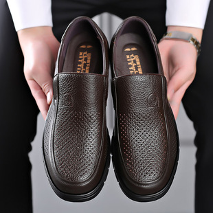 Men's Cow Leather Men's Shoes Business Casual Men's Leather Shoes Men's Leather Soft Bottom Soft Leather Middle-aged and Elderly Dad's Shoes