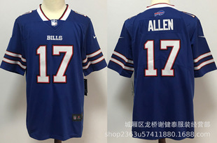 NFL Bills ALLEN#17 DIGGS#14 HAMLIN#3 Blue White Red Embroidered Football Jersey