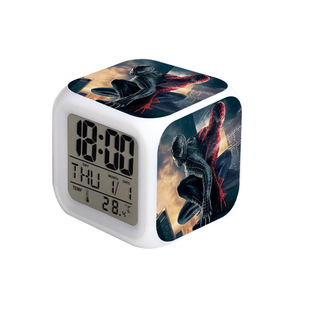 Spider-Man Hulk Venom Marvel Colorful Square Clock Student Creative Alarm Clock