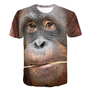 Cross-border e-commerce Amazon Gorilla Monkey 3D Digital Printing T-shirt Men's Summer Casual Round Neck Short Sleeve
