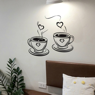 fun-f711 personality love coffee cup cafe atmosphere beautification decorative wall stickers wholesale self-adhesive