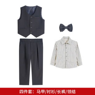 Cross-border Foreign Trade Children's Vest Dress Spring and Summer British suit Boys Piano Host Recitation Activity Performance Dress