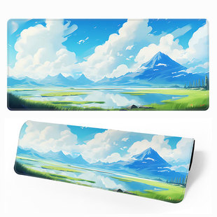 Cross-border Explosive Animation Landscape Mouse Pad Oversized Non-slip Wear-resistant Keyboard Mouse Pad Office Computer Desk Mat