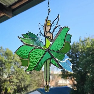 Cross-Border New Product Billing Lady Stained Glass Spinner Dancer Colorful Acrylic Pendant