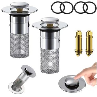 Wash basin press type 304 stainless steel filter screen basin bounce core drain sink sink sink water plug floor drain