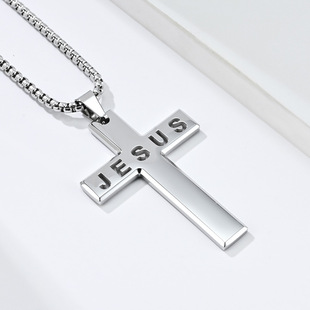 Трансграничная амазонка мужская нержавеющая сталь крест JESUS хип-хоп нержавеющая сталь кулон ожерелье личность украшения партии