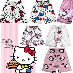HELLOKITTY Hello Kitty KT кошка такие же пляжные шорты 3D цифровая печать Летняя мужская пара прямые продажи