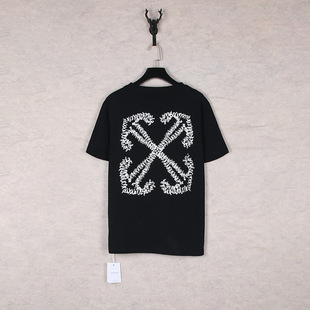 22ss European and American High Street Fashion Brand Blue Arrow Printed Crewneck plus size Loose Pullover Short Sleeve T-shirt Men's Summer