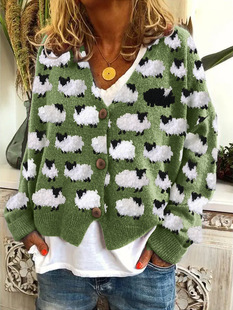 Foreign trade cross-border 2024 Amazon foreign trade new Christmas abstract printing casual cloak coat cardigan