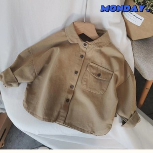 Autumn 2024 Small and Medium-sized Children's Coat New Children's Boy's Baby Cotton Shirt Korean-style Long-sleeved Lightweight Coat Trendy