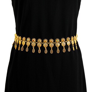 European and American cross-border jewelry creative ethnic style body chain female personality retro tassel colored diamond all-match waist chain wholesale